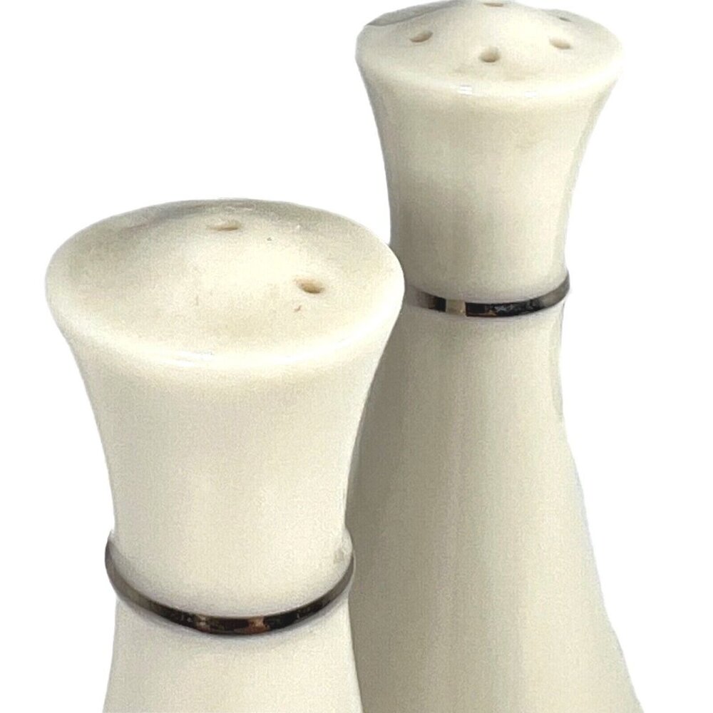 Vintage Lenox Regency Silver Trim Set of Salt And Pepper Shakers 3" Tall Kitchen